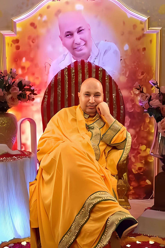 Guruji HD Swaroop Yellow Chola with Background Portrait