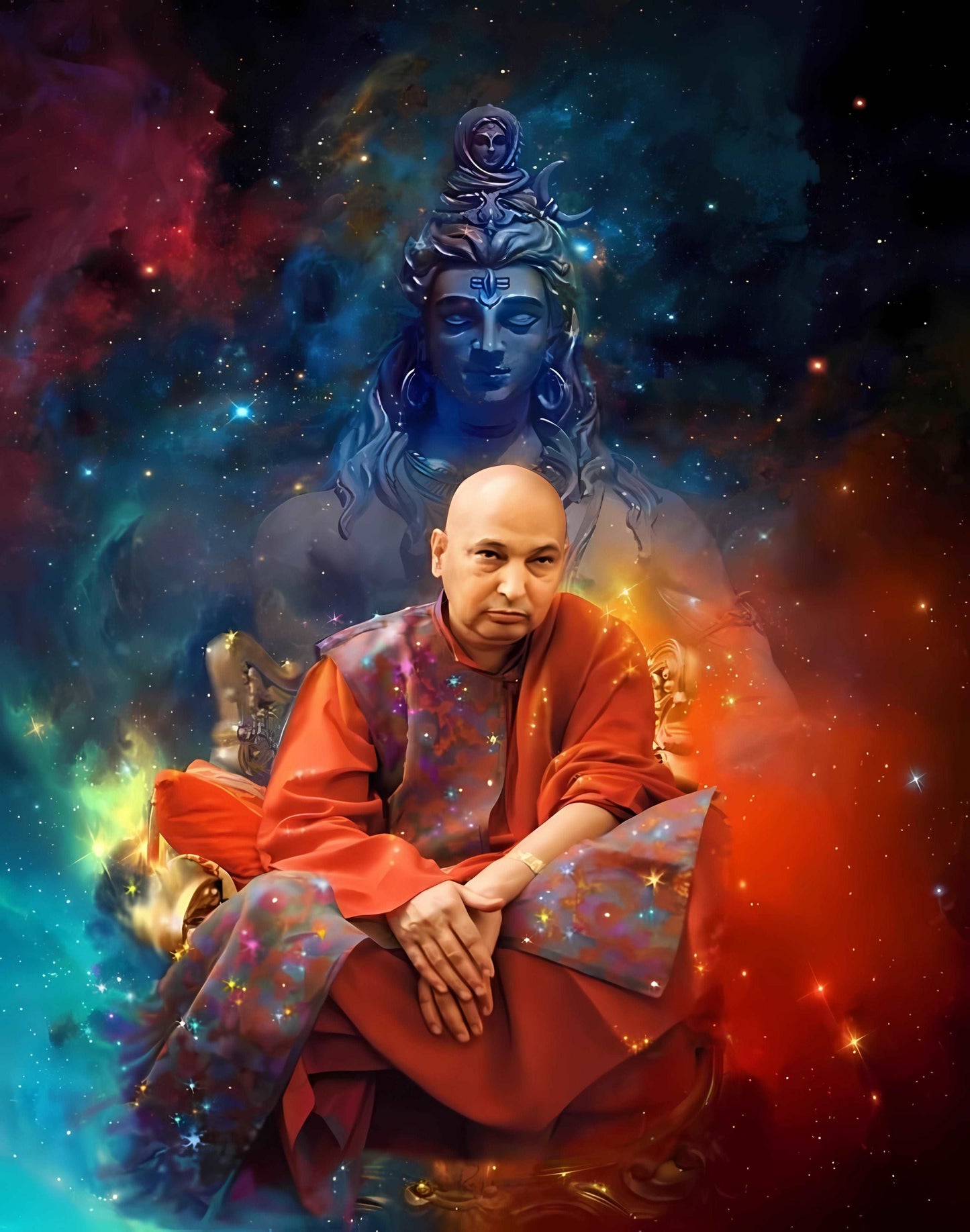 Guruji HD Swaroop Red Chola with Cosmic Background