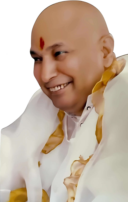 Guruji HD Swaroop Smiling Face in White Chola, A4 Wallpaper