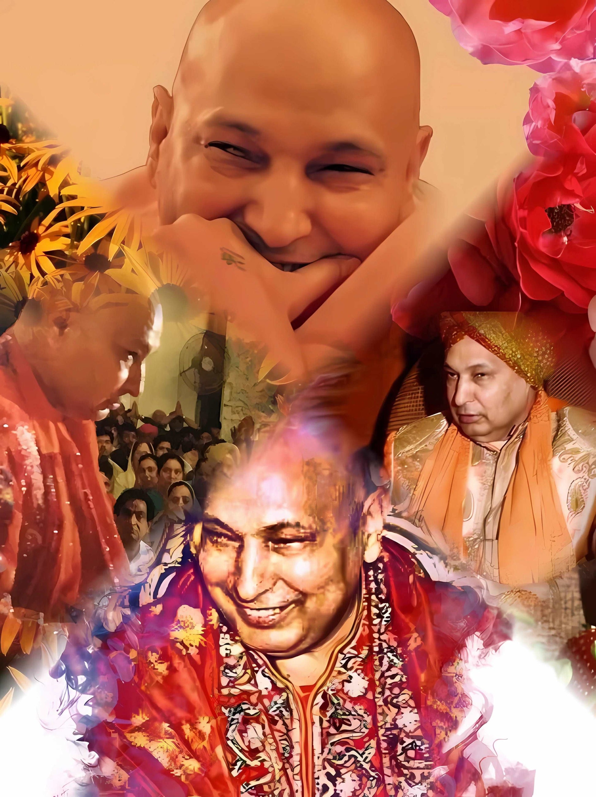 Guruji HD Swaroop Artistic Collage with Red and Orange color