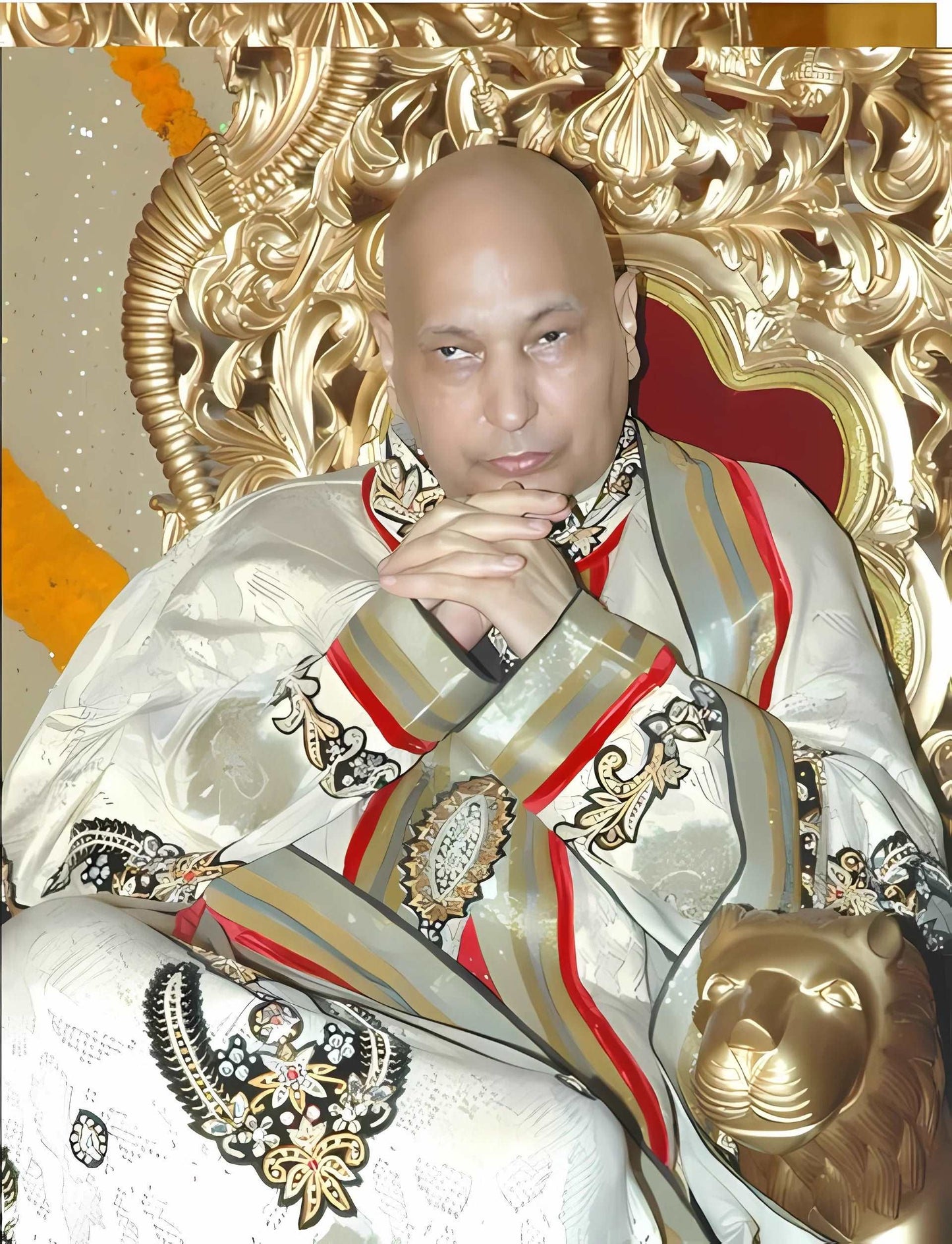 Guruji HD Swaroop Silver Chola with Gold Accents, A4 Wallpaper
