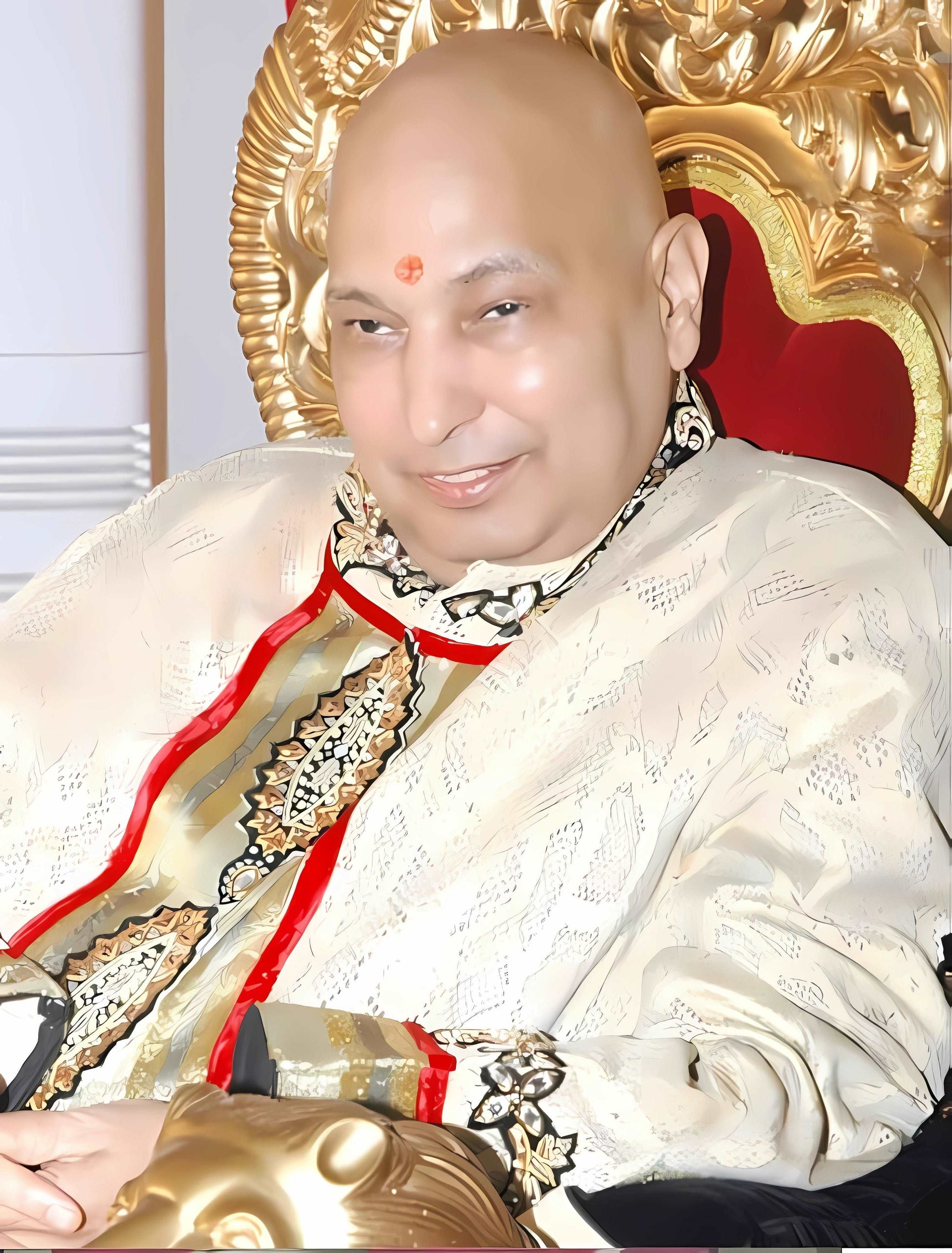 Guruji HD Swaroop Sitting in Cream Chola Wallpaper