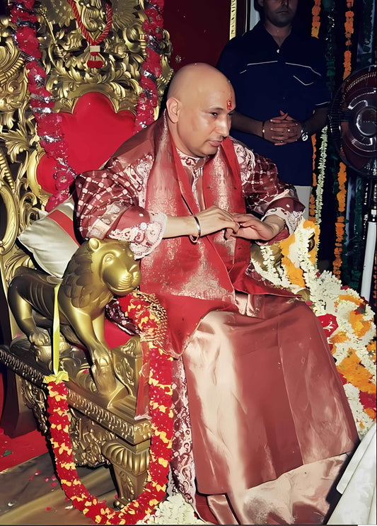 Guruji HD Swaroop Red Chola with Flower Decorations